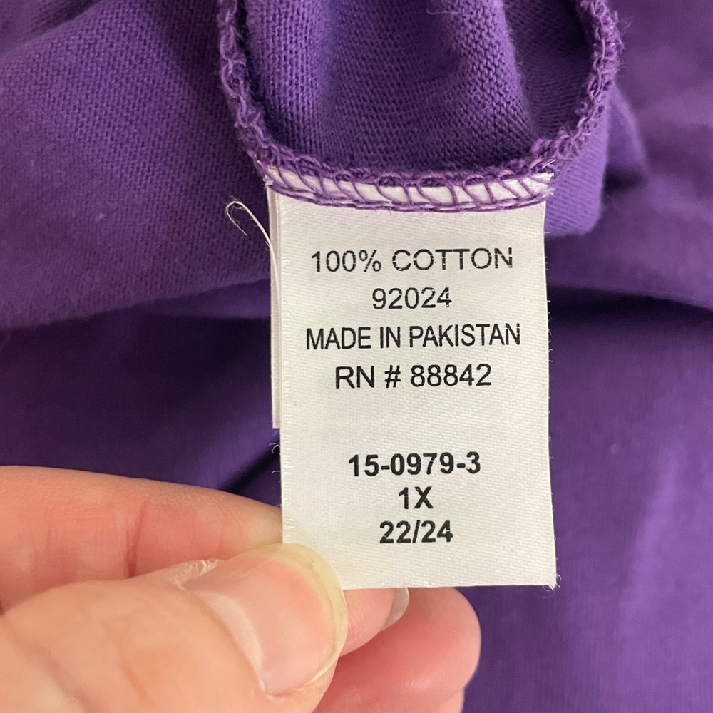 Dreams Co Womens purple kaftan maxi dress tropical parrots lightweight 1X 22/24 - Picture 5 of 5